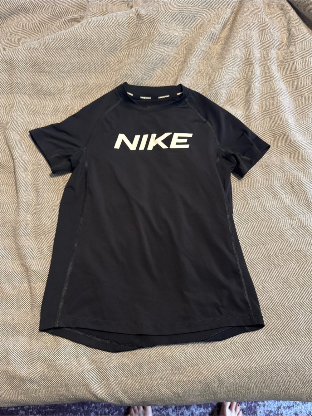 Nike Pro Black Performance Tee with White NIKE Logo